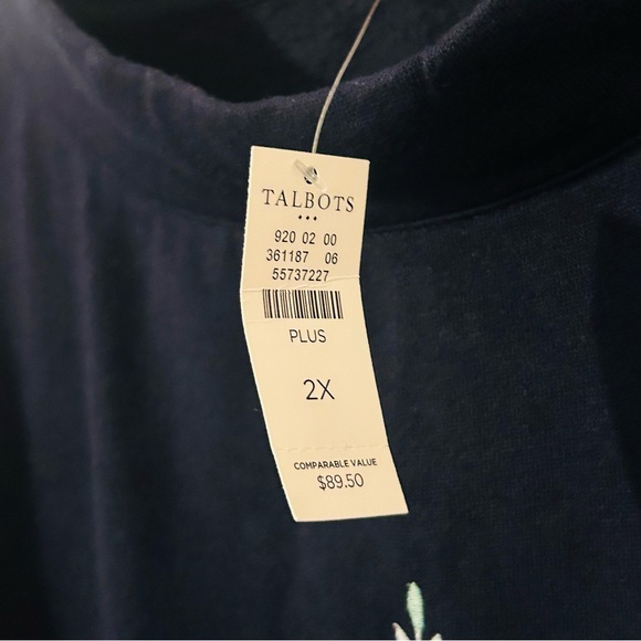 TALBOTS NWT Snowflake Soft Embroidered Nave Winter Sweatshirt Long Sleeve - Picture 9 of 13